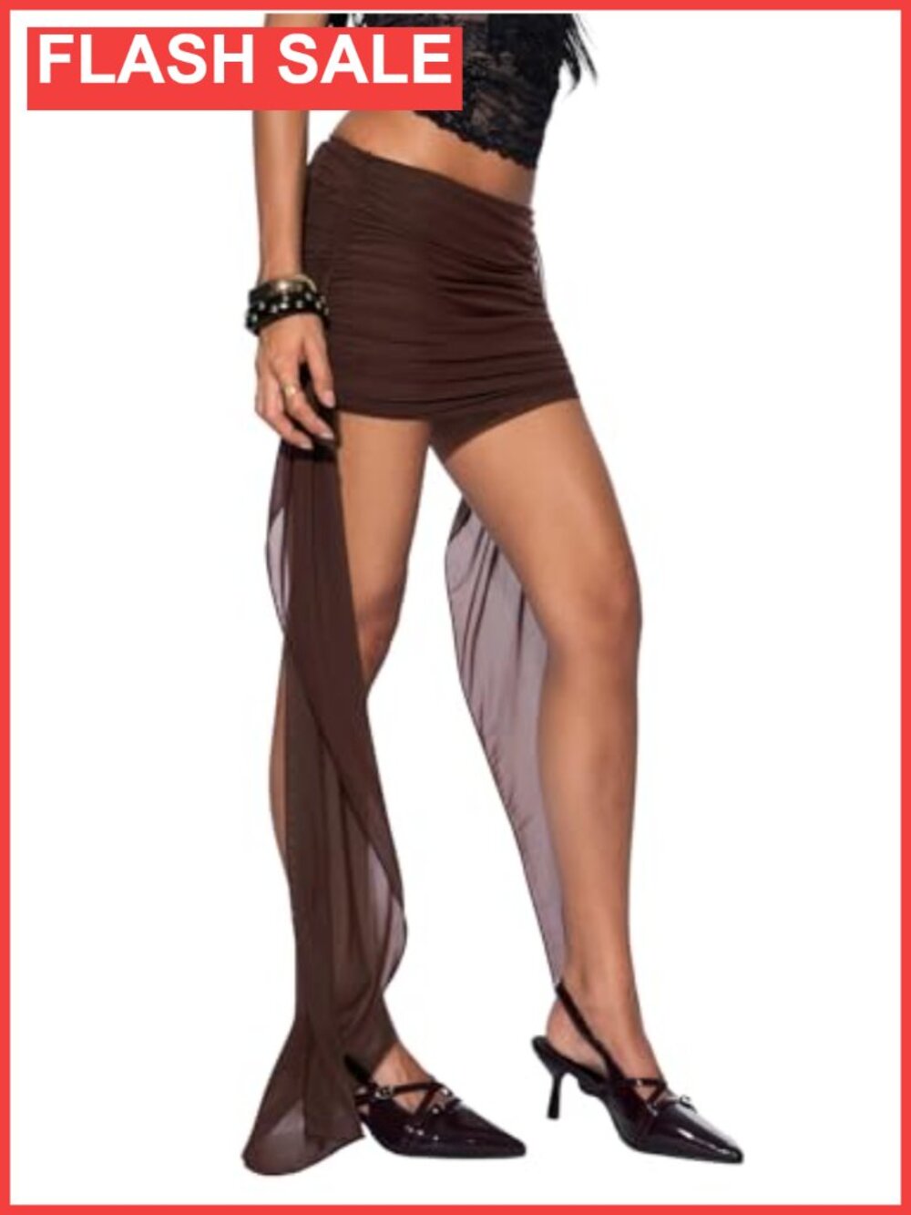 Women's Y2K Asymmetrical Mini Skirt Ruched Mesh Strap Rave Club Party